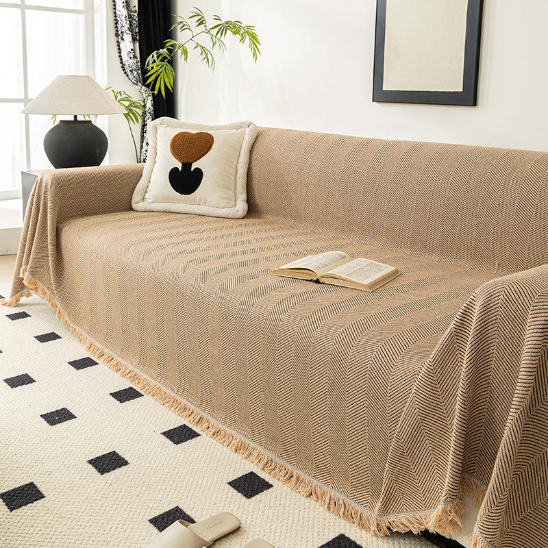 Simple Herringbone Sofa Cover Towel Non-Slip All-Inclusive Dustproof Cushion Cloth Four Seasons Universal Sofa Cover