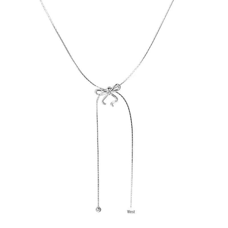 Silver Bow Tassel Pull-Out Necklace: 2025 Trendy & Elegant Clavicle Chain