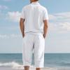Men's Breathable Linen Polo Shirt & Three-Quarter Beach Pants Set