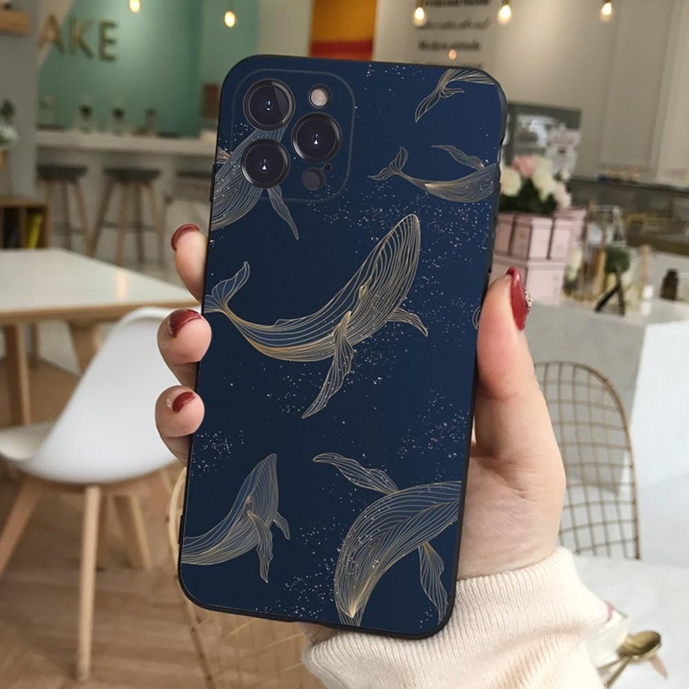 Whale Phone Case Silicone Soft for iphone 16 15 14 13 12 11 Pro Mini XS MAX Plus X Cover