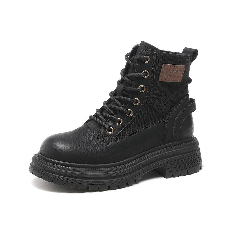 

Autumn and winter new women s medium and high help round head side zipper fashion Martin boots casual fashion simple short boots women 2025 35