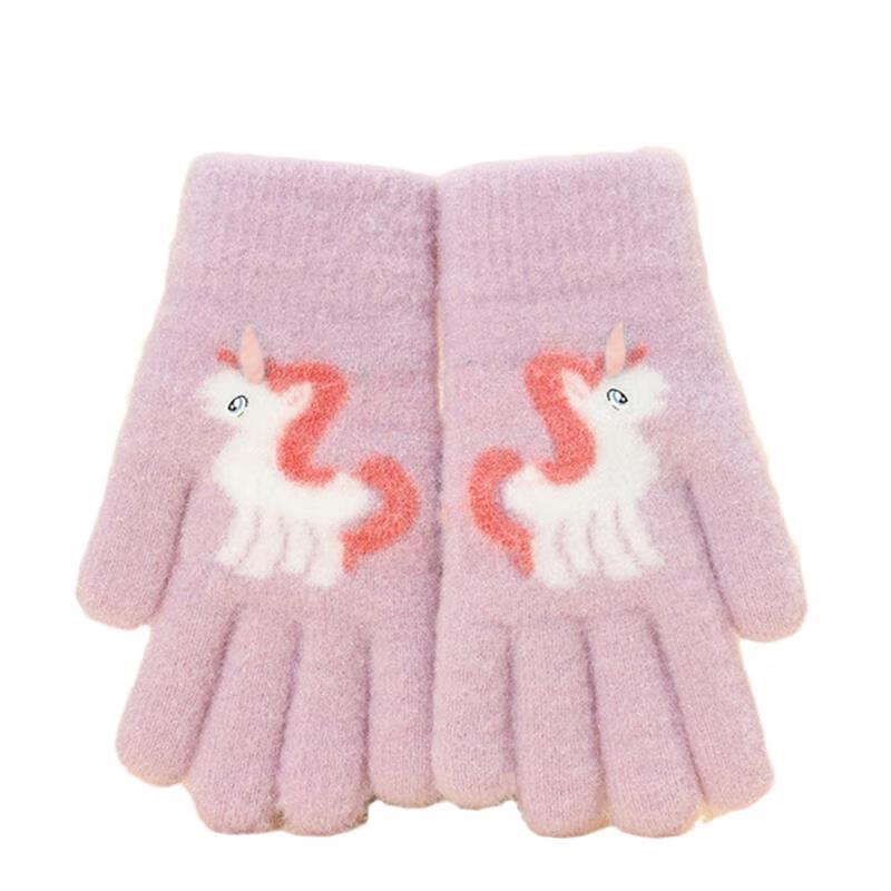 Children s Cartoon Horse Knitted Winter Gloves