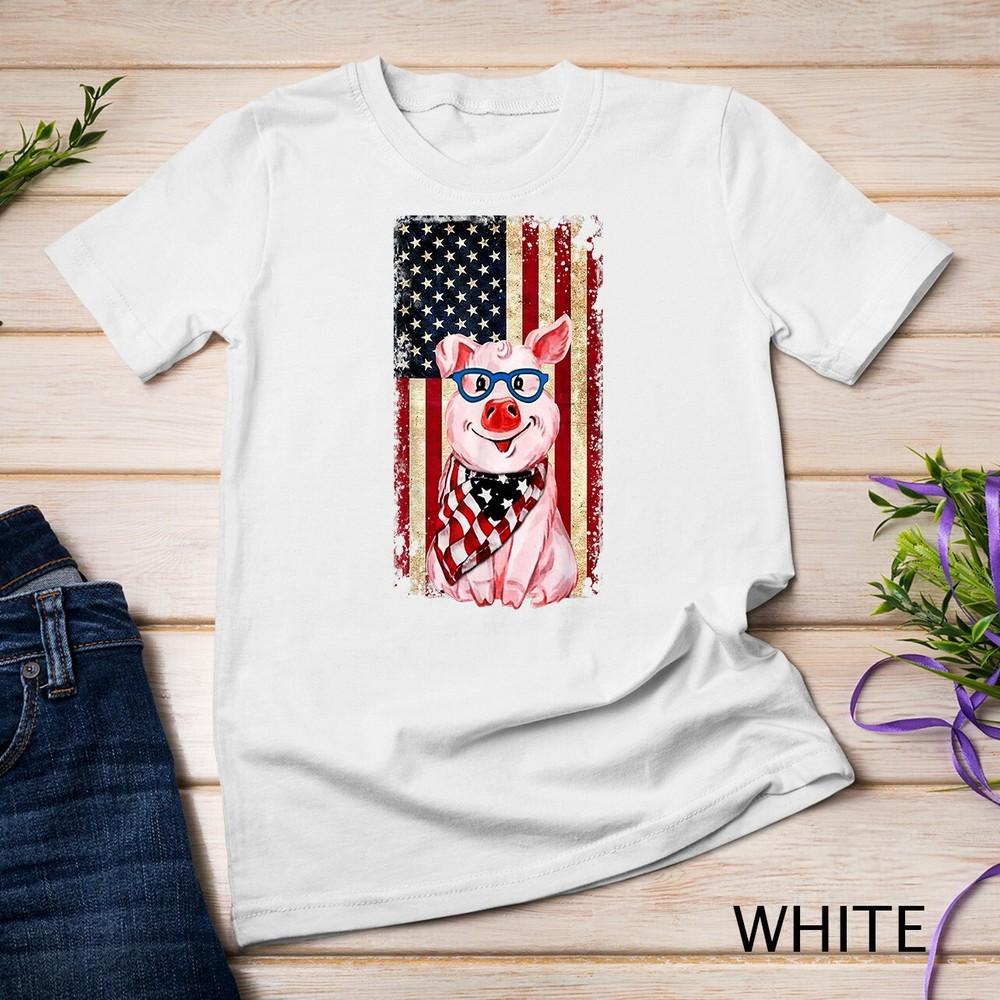 

Pig American Flag 4th Of July Funny Farmers Patriotic Tees Unisex T-shirt S
