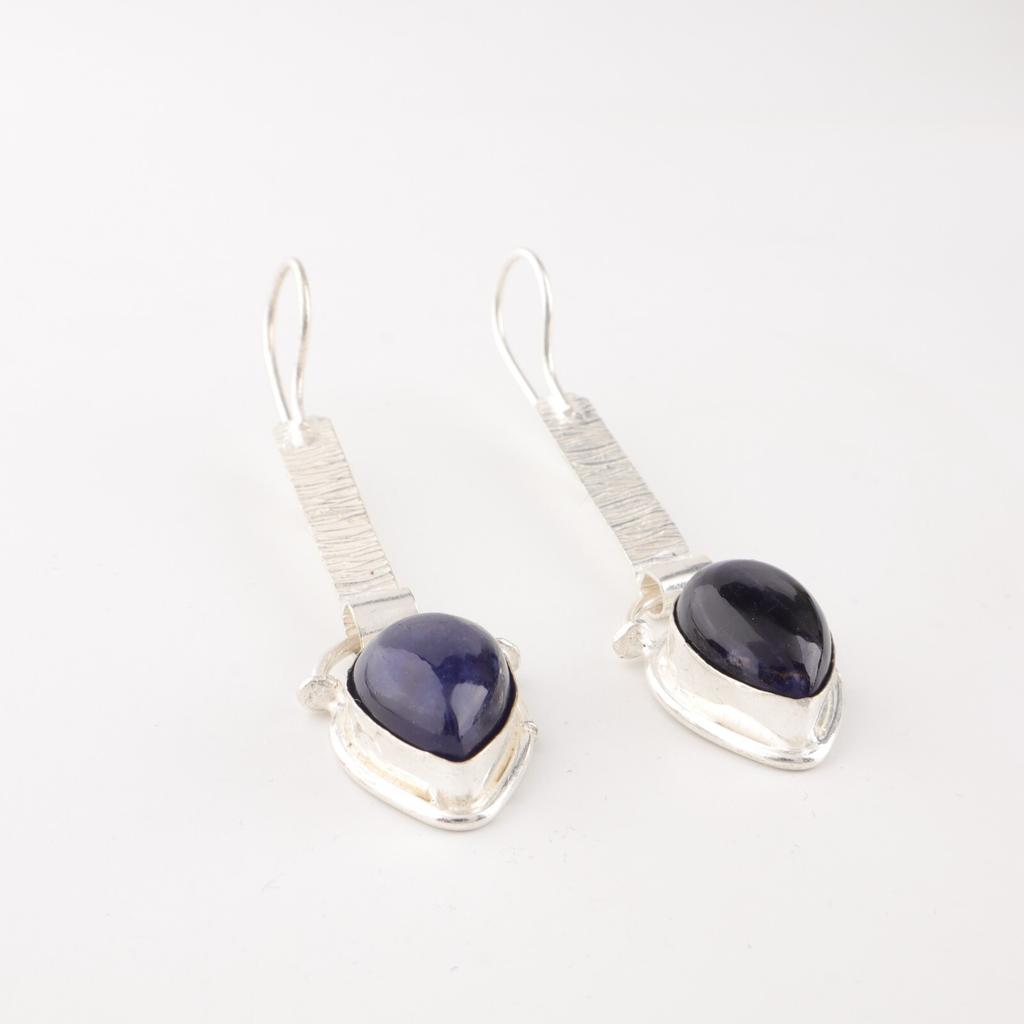 Sodalite Gemstone 925 Solid Silver Jewelry Handmade Earrings 2.3" Gift For Wife EE-166-29