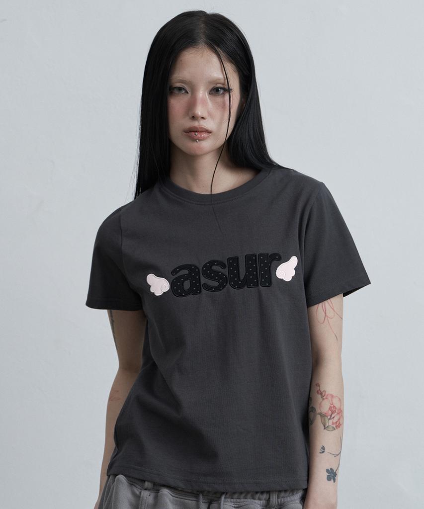 Aejeuyua Signature Angel Fit T-Shirt Charcoal
