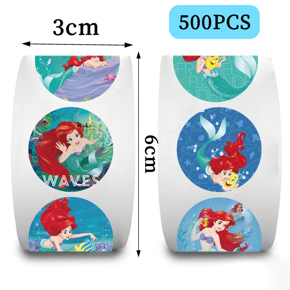 500 Mermaid Princess Curl Self-Adhesive Waterproof Stickers - Cartoon Character Seals