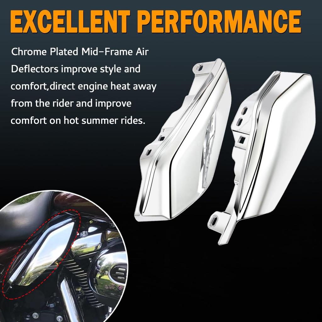 PBYMT Mid Frame Air Deflectors Heat Shield Compatible for Harley Touring Road King Street Electra Glide 2009-later Also Compatible with Models