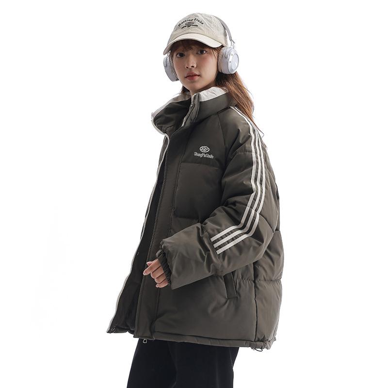 New Casual Stand-up Collar Cotton-padded Jacket for Women's Short Winter Loose Bread Clothes Contrasting Color Youth Cotton-padded Jacket