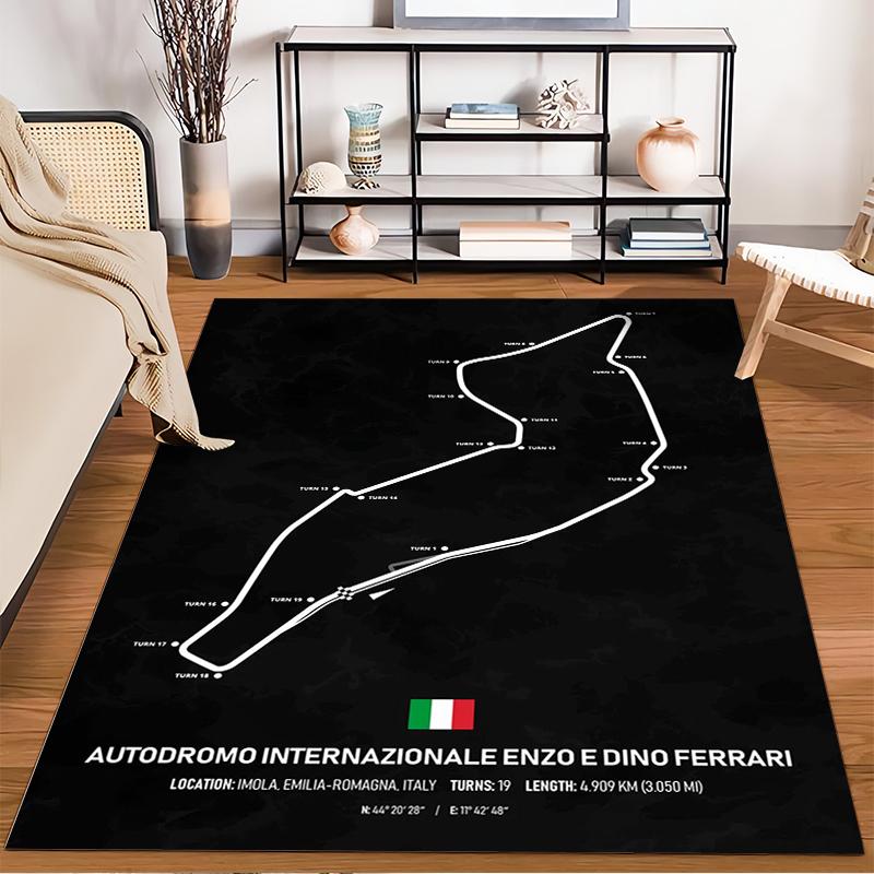 Imola Circuit Map Rug Design Non-slip rug suitable for living room and bedroom sofas.