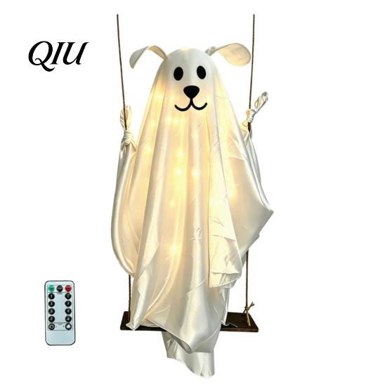 Reusable Halloween Party Decorations Hanging Ghost for Outdoor Decoration, Cute Flying Satin White Festive Atmosphere Decoration Home, Tree,
