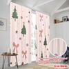 2pcs,2D Plane Printing Popular Curtains Christmas Trees Bows Ornaments Stars (3) Polyester Easy Install (without Rod) Festive