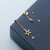 Fashion Jewelry 925 Sterling Silver Asymmetrical Star Long Tassel Chain Bead Pendant Gold Plated Stud Earrings for Women