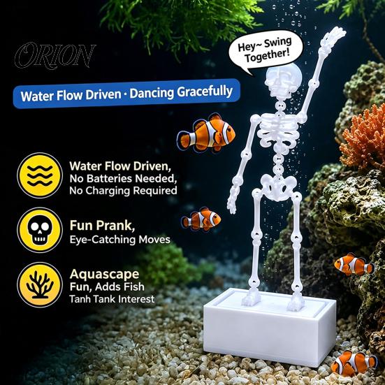 Unique Fish Tank Ornament Dancing Skeleton Aquarium Bubbler Ornament, Air?Powered Moving Movable Joint Model Decor, Underwater Funny Figurine,