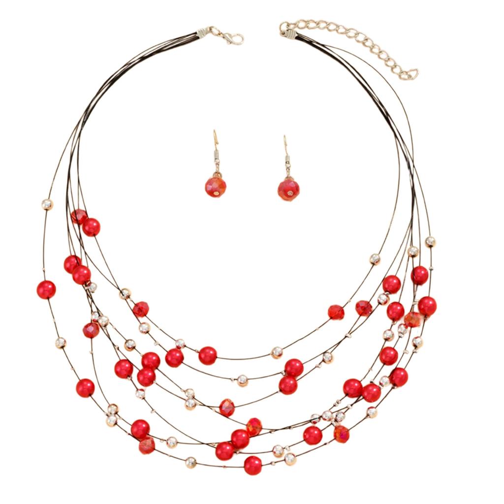 Vibrant Beaded Fashion Jewelry Set Exquisite Beadwork Jewelry Set for Women Necklace and Earrings for Celebrations