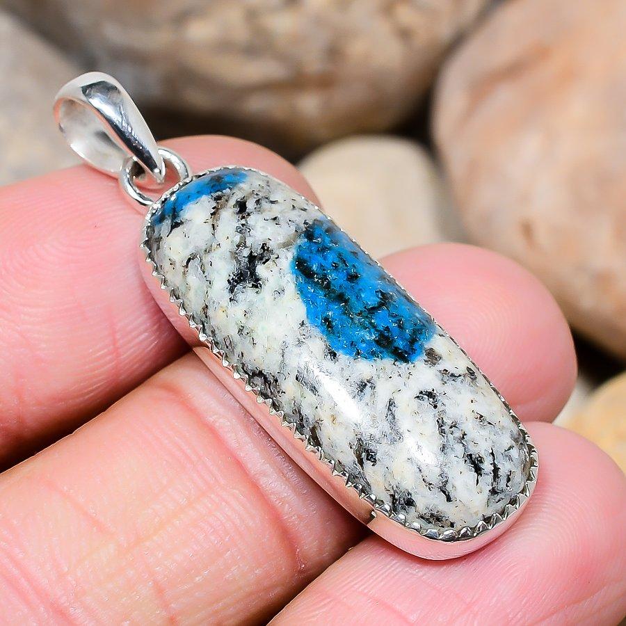 

K2 Blue - Azurite In Quartz 925 Sterling Silver Pendant 1.76 SP1465-273