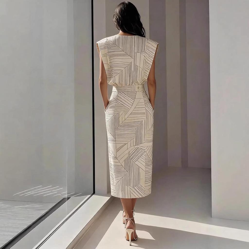 2026 Summer Fashion: Women's Printed Sleeveless Top & Slit Skirt Set