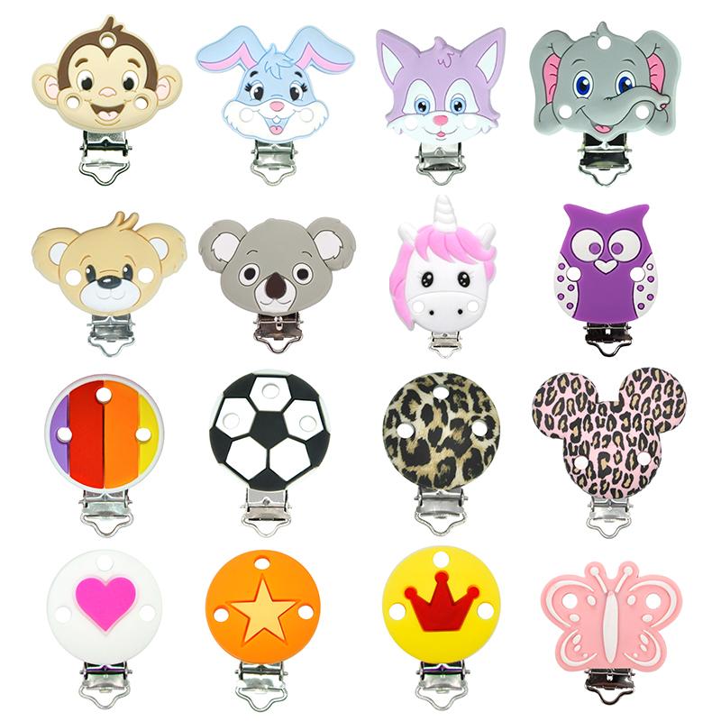 BPA Free Silicone Chew Toys Silicone Baby Teether Pacifier Holder Clip