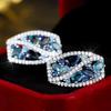 Bunte Weiß Blaue Zirkon Clip Ohrringe für Damen Silberfarben Hochzeitsparty Schmuck Geschenke