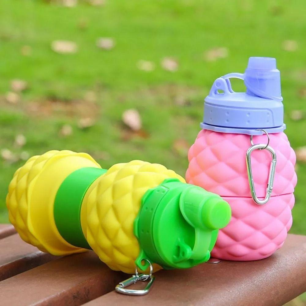 700ml Collapsible Water Bottles Reusable Pineapple Shape Silicone Water Bottle Retractable Creativity Hiking Water Cup Outdoor