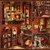 CRESYMME Miniature House Dollhouse Book Nook Kit Wooden DIY 3D Hobby Handmade (Lamped Study)