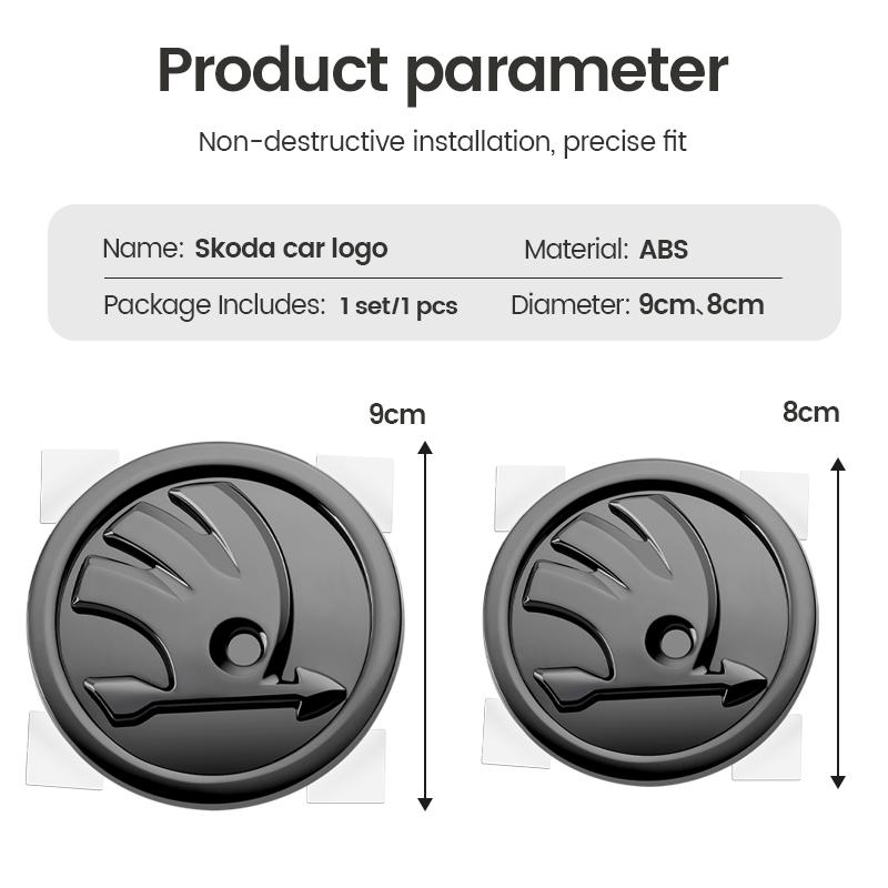 2026 Heiß 2 Stück 80mm 90mm Auto Frontklappen-Emblem Heckklappen-Abzeichen für Skoda Octavia 2 3 A4 A5 mk1 Fabia Superb Rapid Kodiaq Karoq