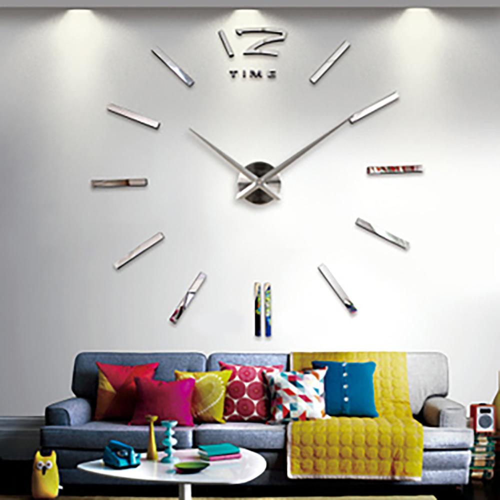New Luminous Wall Clock Large Watch Horloge 3D DIY Acrylic Mirror Stickers Quartz Duvar Saat Klock Modern Mute