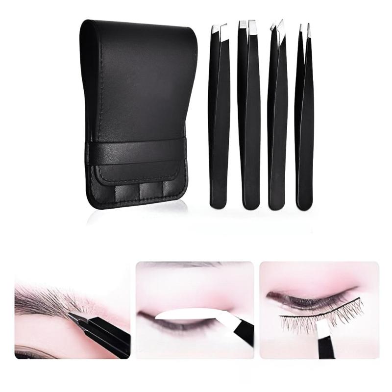 4Pieces Stainless Steel Tweezers for Women Facials Hair,Precisions Tweezers for Ingrown Hair Removal Eyebrow Tweezers