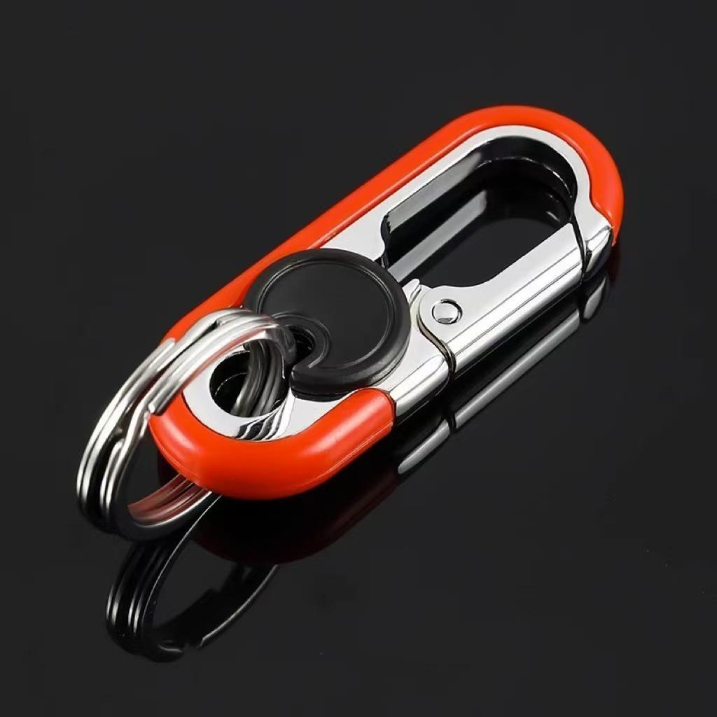 Men s Double Ring Metal Keychain Pendant - Car Keyring & Waist Hanger