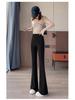 Women's 2025 High Waist Micro Flare Black Pants - Slimming, Elastic, Drape Design for Summer