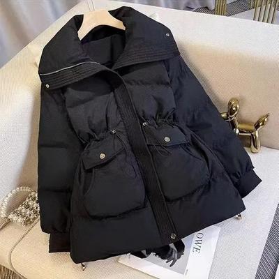 Women's Winter Short Stand Collar Thicken Bread Jacket Puffer Ottwear Drawstring Parkas