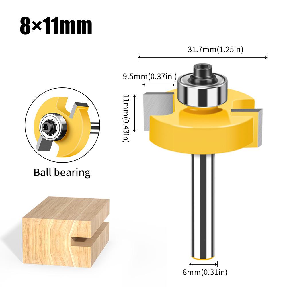 8 Handle Double Edge Ball T-Knife Bearing Slotting Knife Inch Woodworking Milling Kit T-Slotted Knife