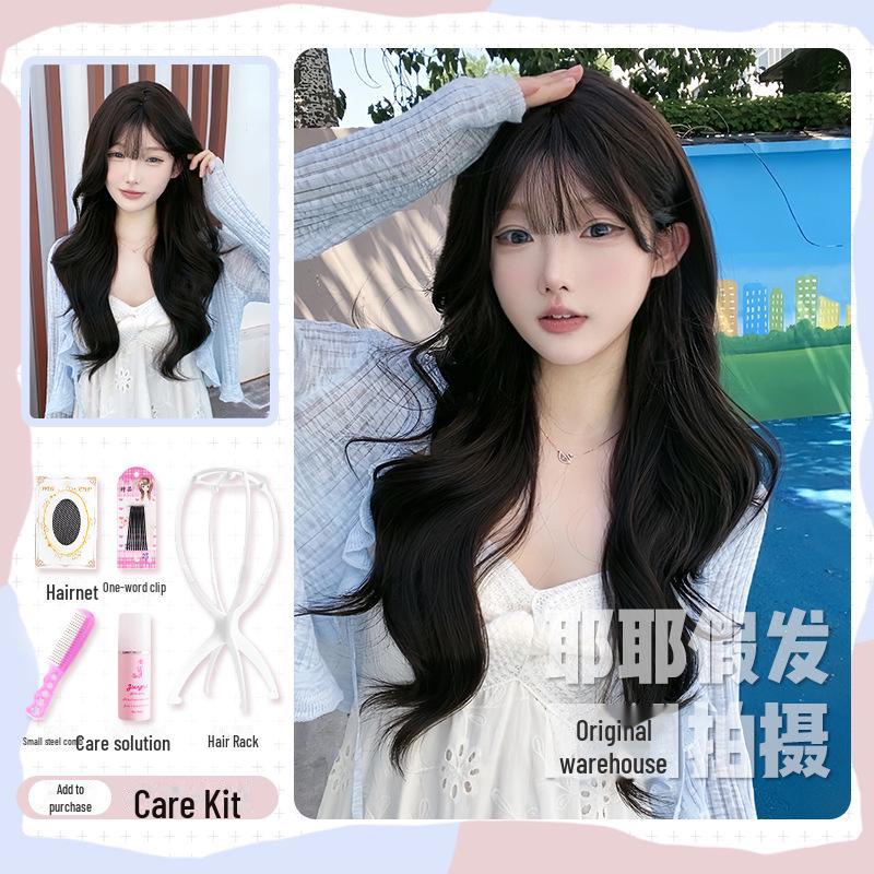 Dámská dlouhá vlnitá kudrnatá paruka - Přírodní paruka střední délky přes celou hlavu