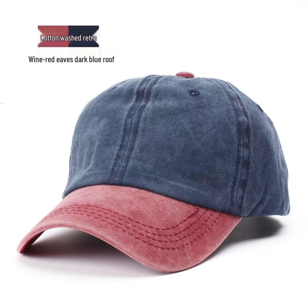 Personalized Retro Unisex Embroidered Cotton Baseball Cap with Soft Brim and Color Block Design