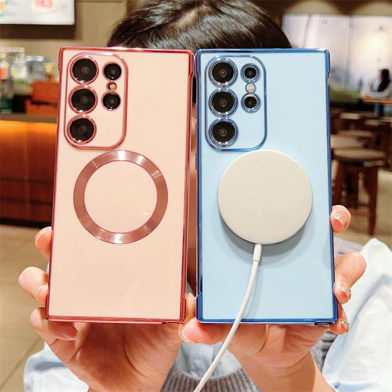 Plating Magnetic Case for Samsung Galaxy S26 S25 FE S24 S23 Ultra S22 S21 MagSafe Cover Phone Accessories