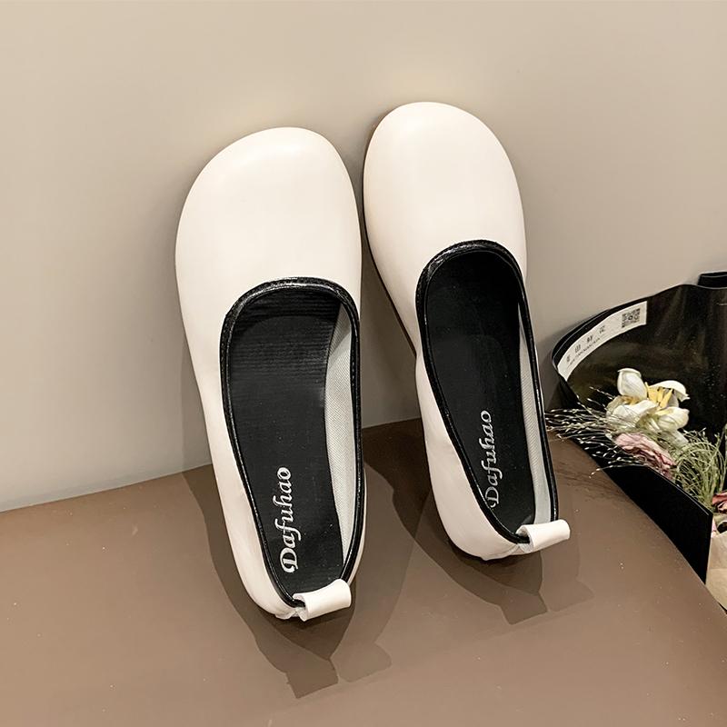 

Туфли Мэри Джейн с круглым носком и мелким носком, новые весенние женские туфли на мягкой подошве и мягкой поверхности, однотонные женские туфли с однотонным носком 40 грязно-белый