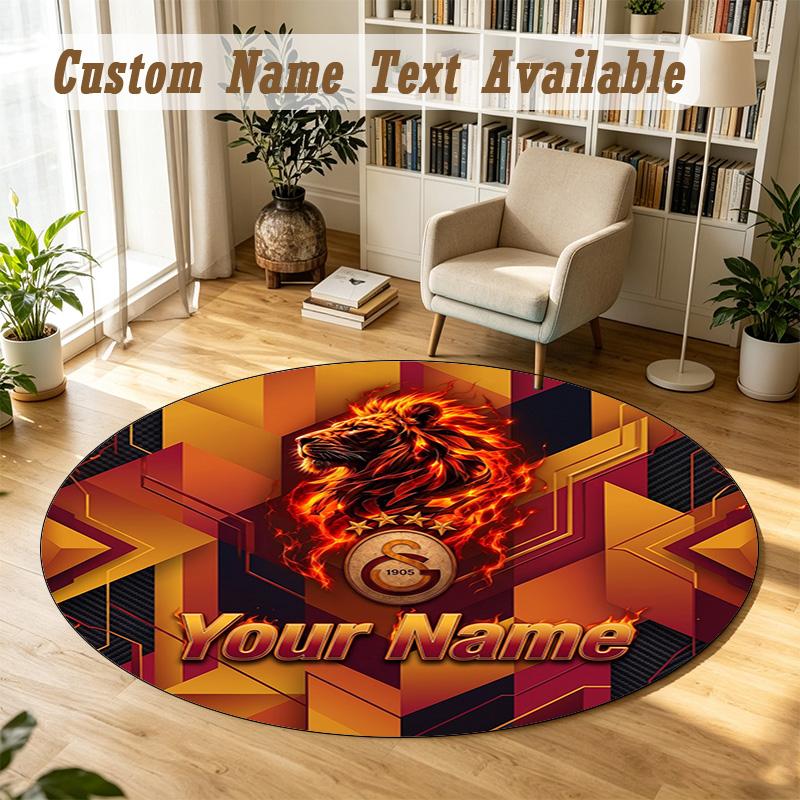 Round Rug Custom NameGalatasaray FC Pattern Non Slip Carpet Home Floor Decor