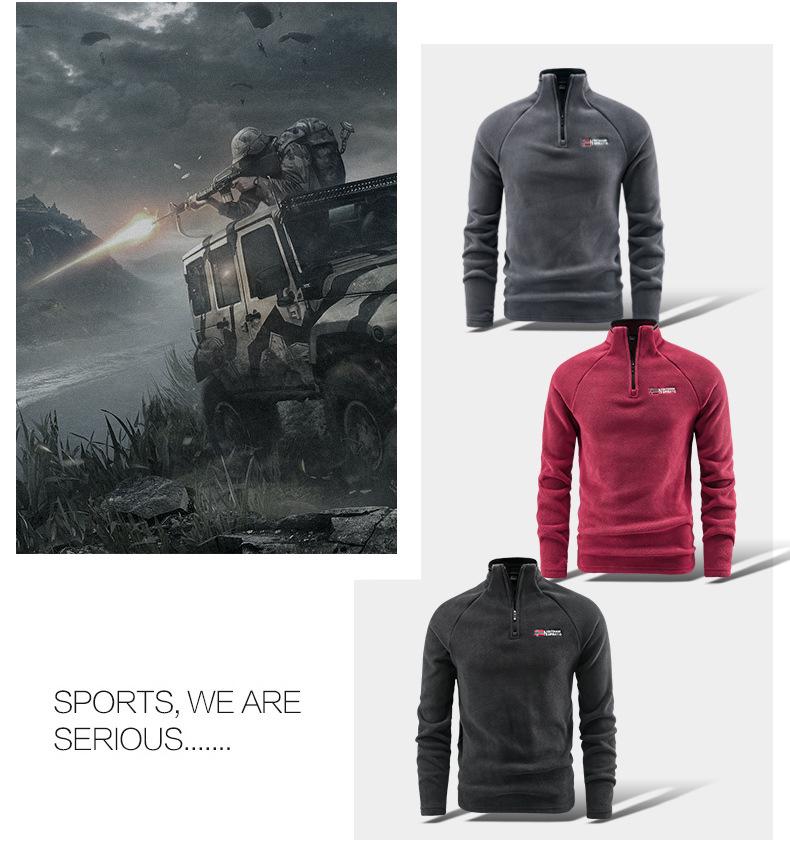 Polar Fleece Pullover: European & American Winter Sweatshirt, Elastic Casual Sports Top with Velvet Base Layer