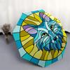 1pc Stained Glass Lion Head Design Automatic Folding Umbrella - Portable 3-Fold Design, 8-Rib Iron Frame Outdoor Umbrella, Ideal Gift for Fans, Travel