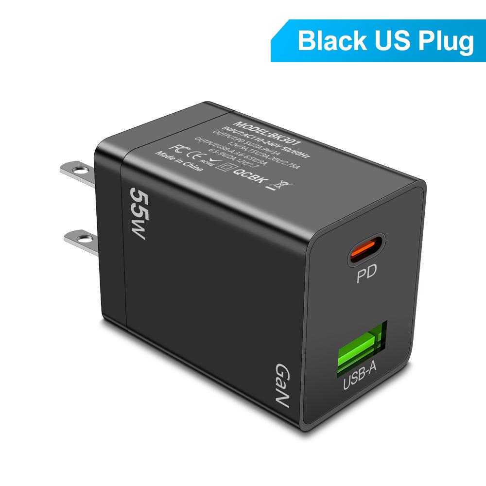 55W GaN PD Fast Charger - EU/US/UK Plug Adapter for Phones & Computers
