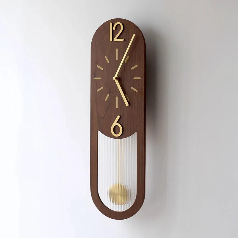 Simple Wall Clocks Nordic Luxury Retro Clocks Elegant Wooden Design Clock Household Entrance Hall Aesthetic Home and Decoration