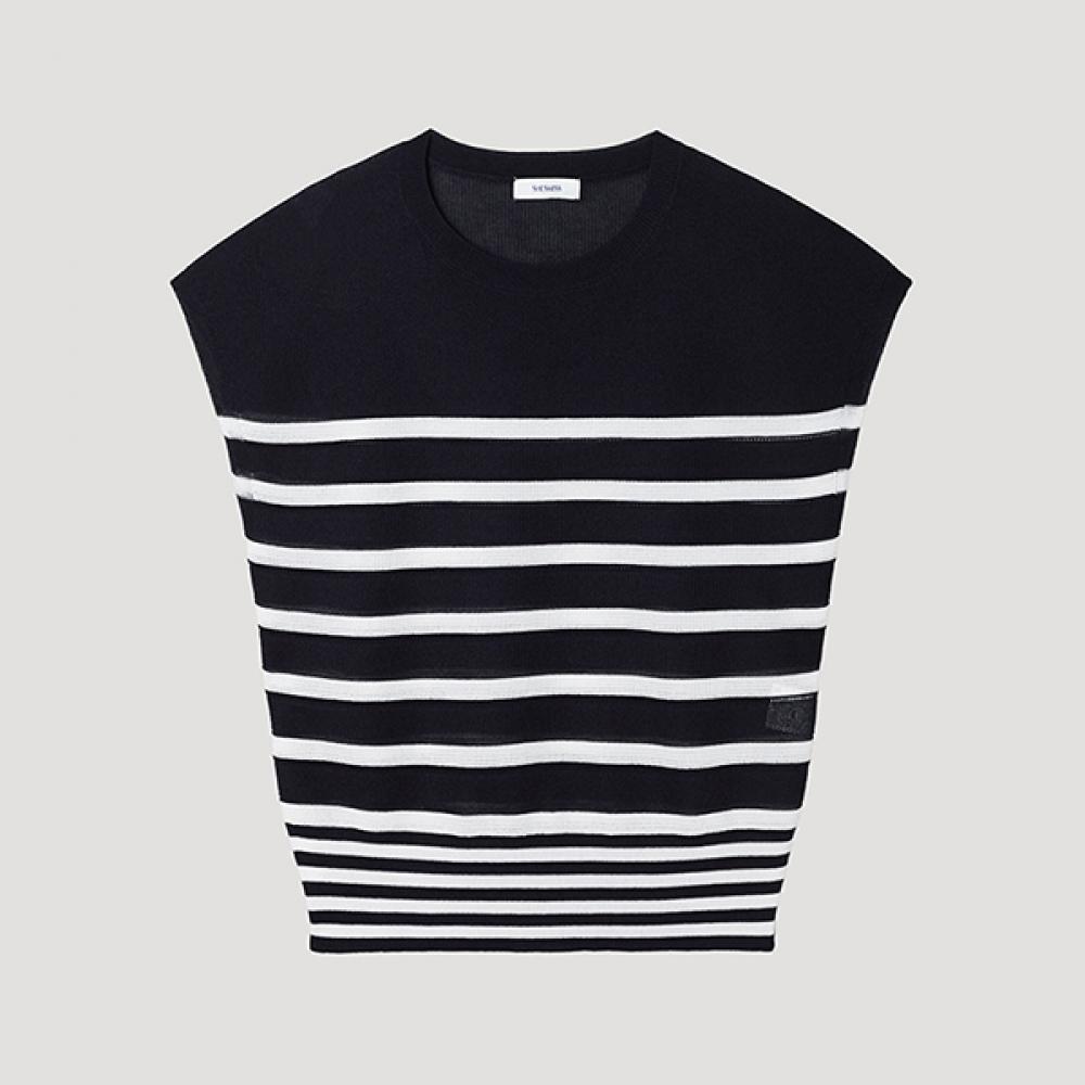 

[She S miSS] Striped SleeveleSS Knit Top SSkpop22080 Dn DARK NAVY/55