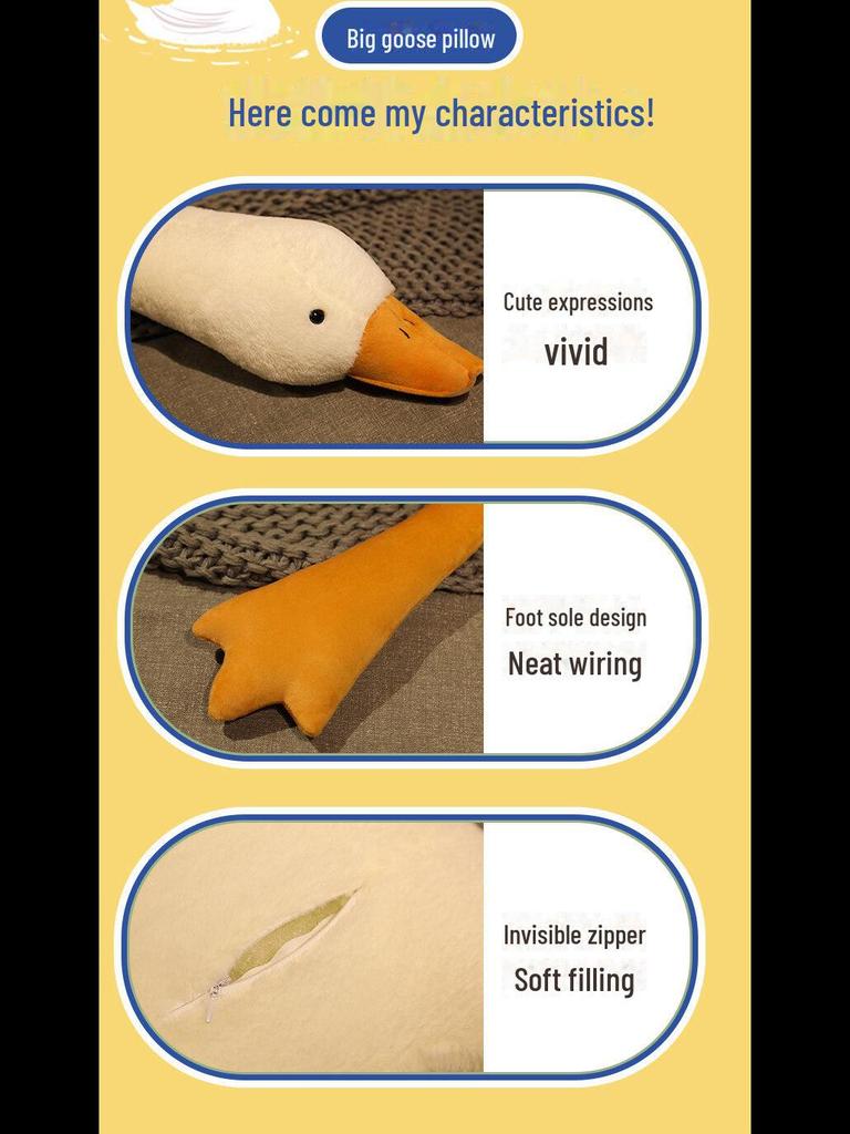 Big White Goose Plush Pillow – Cute Gift for Girls' Birthdays