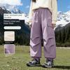 Hello Kitty Girls' Fleece-Lined Pants Children's Cotton Pants Trendy Cargo Pants Thickened Warm Purple Jogger Pants Trendy