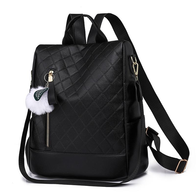 New Pu Women's Bag Backpack New Fashion Soft Leather College Style Backpack Simple Backpack