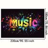 2D Music Graffiti Art Backdrop Colorful Notes for Music Themed Party Banner