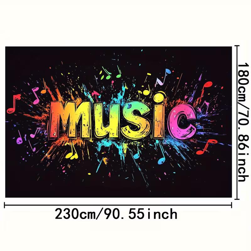 2D Music Graffiti Art Backdrop Colorful Notes for Music Themed Party Banner