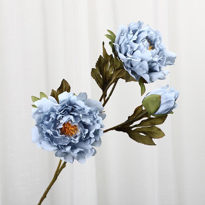 3 First Autumn Peach Peony Simulation Flower Wedding Home Living Room Decoration Fake Flower Simulation Plant Wall Flower Wall