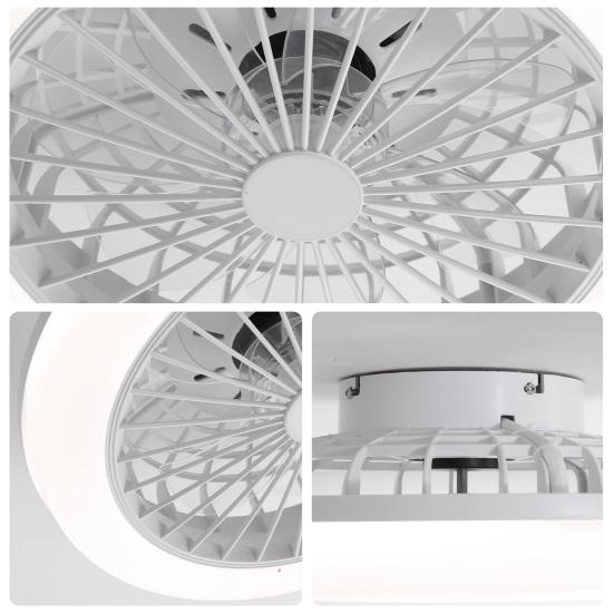 18palcový uzavřený stropní ventilátor se světlem a dálkovým ovládáním, Moderní nízkoprofilový bezlopatkový stropní ventilátor pro montáž na strop do ložnice, kuchyně, jídelny