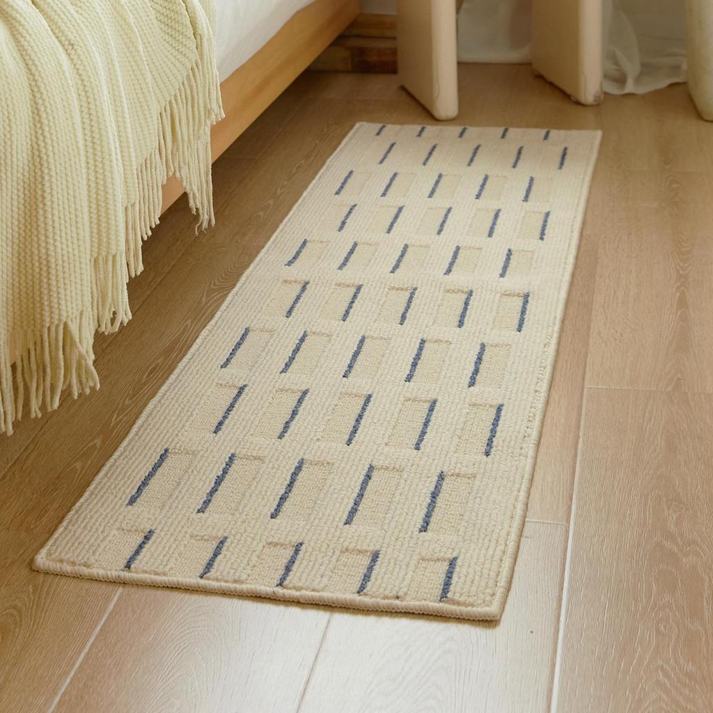 2025 New Style French Cream Carpet: Long Strip Foot Mat for Bedroom & Living Room