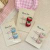 2Pcs Children's Spring Small Fresh Cute Strawberry Hairpin Girl Pearl Handmade Embroidery Sweet Bangs Clip Side Hair Accessories